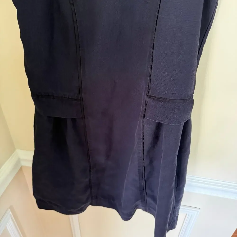 J. Crew | Linen Blend Navy Blue Academia Preppy Summer Mini Dress Size Small